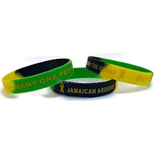 100pcs jamacian from around the globe Jamaica silicone rubber wristband bracelets out of many one people free shipping by FEDEX