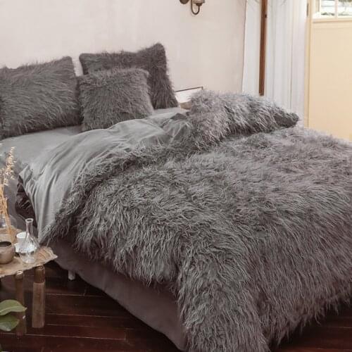 2020 Super soft Wool roll Bedding sets Queen size Bed gray white blue pink Duvet cover Bed sheets linen set bed set