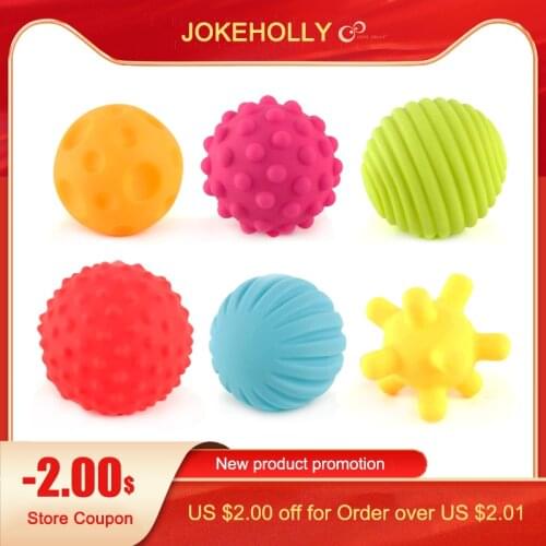 6pcs/set Baby Toy Ball Set Develop Babys Tactile Senses Toy Touch Hand Ball Toys Baby Training Ball Massage Soft Ball