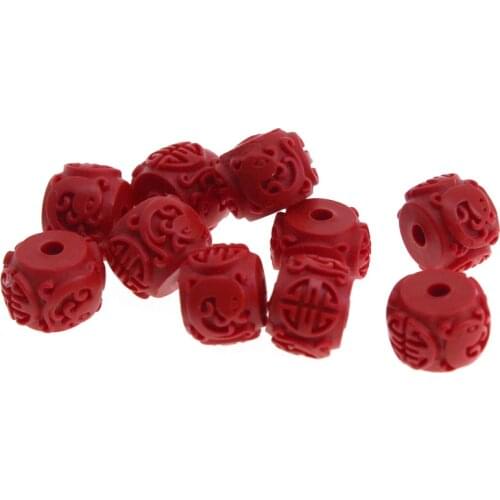 8 10 12mm Carved Natural Cinnabar Red Beads Loose Spacer Drum Beads for Jewelry Making DIY Charm Bracelets Handcraft Accessories