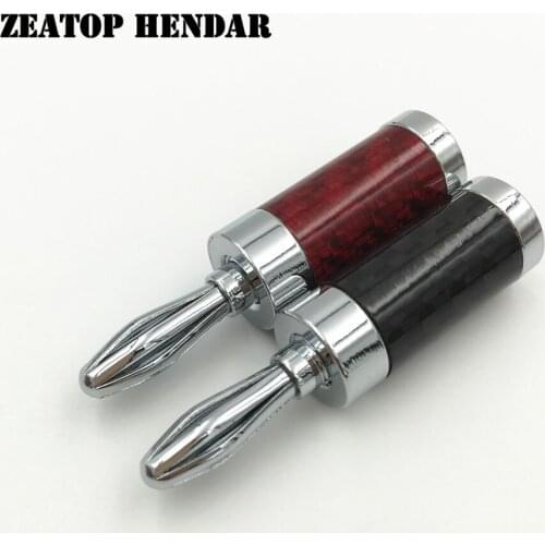 10Pcs Audio Connector HIFI Rhodium Plated Carbon Fiber Speaker Cable 4mm Banana Male Terminal Plug Connector