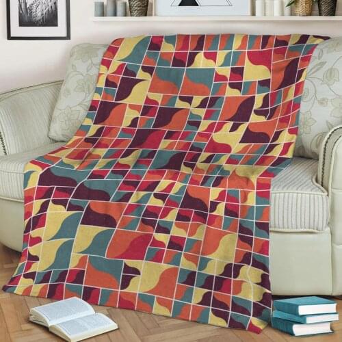 Abstract Geometric Pattern 3D Printed Velvet Plush Throw Fleece Blanket Bedspread Sherpa Blanket Home Decora