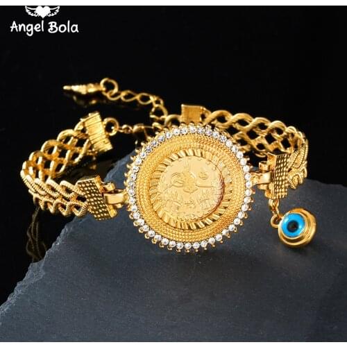 Dubai Bangles Ethiopian Islamic Muslim Bangles African Oman Jewelry Arab Middle East Twisted Turkish Coin Bracelet for Women