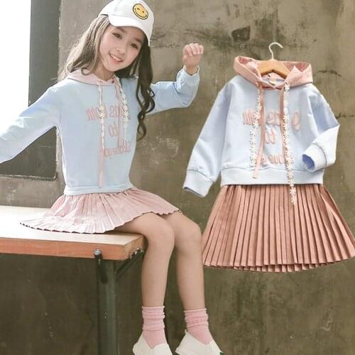 Children Hooded Spring Dresses 2020 Full Long Sleeve Girls Sports Clothing Kids Autumn Princess Dresses For 2 to 10 Years Old