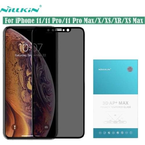 For iPhone 11 Pro Max XR X XS Max Tempered Glass Nillkin 3D AP+Max Anti-peeping Privacy Screen Protector Glass for iPhone 11 Pro