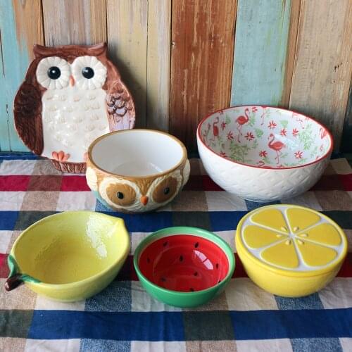 European Painted Ceramic Tableware Dessert Dish Bowl Personality tableware
