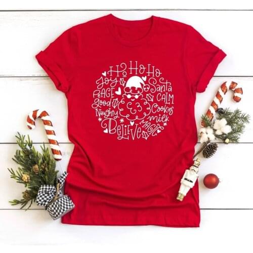 Santa Christmas Peace Women Short Sleeve T Shirt Gift Funny Graphic Slogan Cute Aesthetic Fashion Harajuku T-shirt Tees Tops