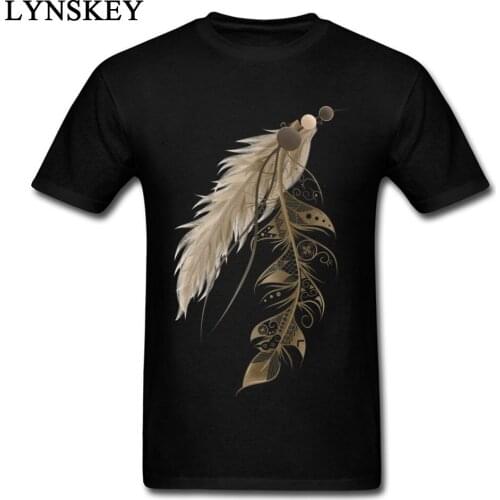 Art Design 2017 New Bohemian Feather Printed Mens T Shirts Classic Tops & Tees Cotton Fabric Simple Style