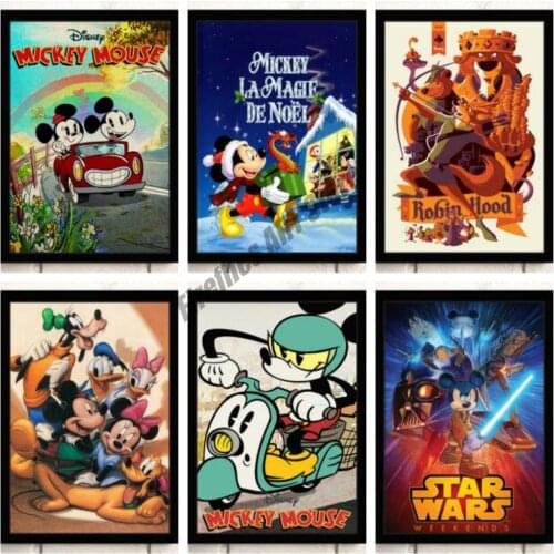 Canvas Painting Disney Princess Anime Movie Mickey Mouse Donald Duck Wall Art Nordic Posters and Prints Pictures Home Decor