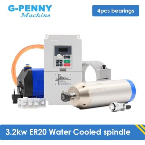 New Arrival! 3.2kw water cooled spindle kit 4 pcs ceramic ball bearings & 4.0KW QL inverter & 100mm Bracket & 75W Water pump