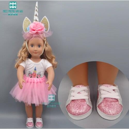 Doll Clothes for 18inch 45cm american doll and new born doll Pink Cartoon princess dress + headdress