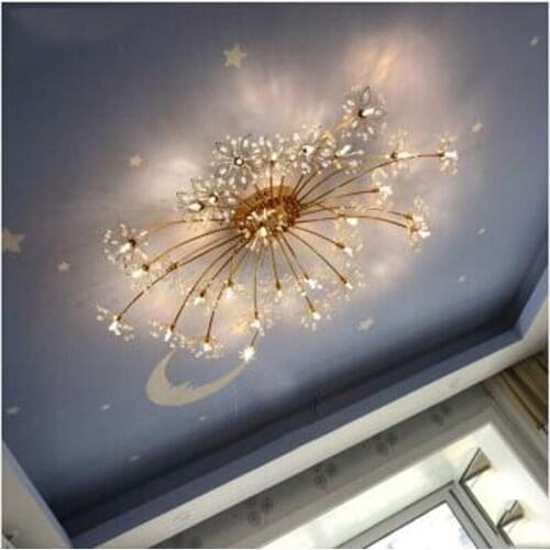 L Nordic style living room bedroom restaurant crystal ceiling lamp light luxury atmosphere petal led lighting