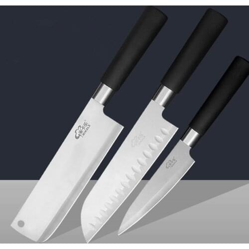 Mikala Kitchen Stainless Steel 3 PCS Set Santoku Knife Chef Slicing Knife Paring Knives Small Vegetable Knives Utility