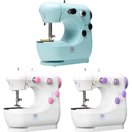 Mini Sewing Machine Desktop Electric Crafting Clothes Mending Machine Tailor Blue