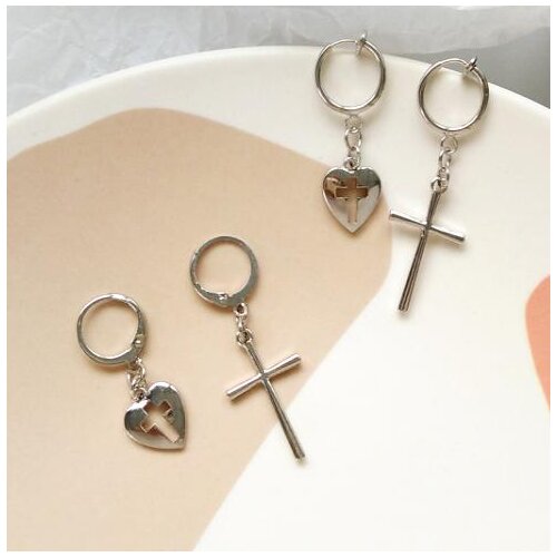 Fashion jewelry metal heart cross earring for women