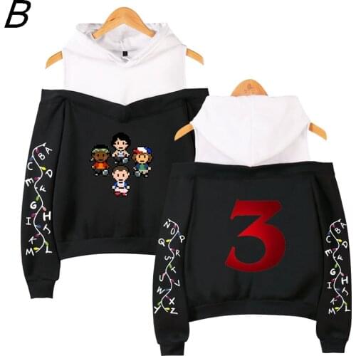 Fashion Stranger Things 3 Sexy Demogorgon Hoodies women Sexy Vrouwen Cosplay Fans Gedrukt Fleece Strapless shoulder Sweatshirts