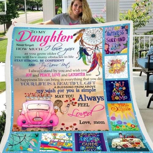 Cartoon 3D Design blanket to my Daughter/Wife/Son/Grilfriend Winter Warm Soft Letter Throw Blanket For Bed Sofa Bedspreads