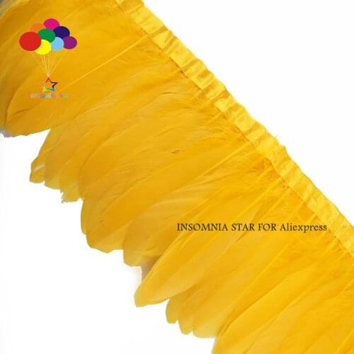 New Color Curry Goose Feather Trims 2Meters/lot Dyed Geese Ribbons 15-18cm Party