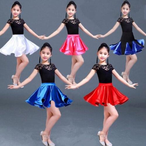 Flower Girls Ruffle Ballroom Latin Dance Wear Dress Competition Girl Kid Child Salsa Tango Cha Cha Performance Practice Skirt