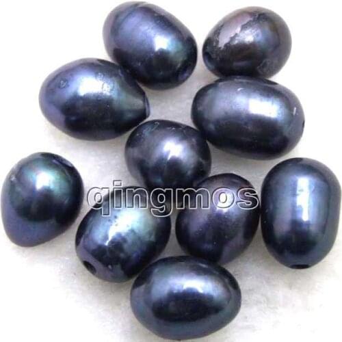 SALE Wholesale 10 pieces Big 10-11mm Black Rice or drop Natural Freshwater 2mm hole pearl-los643 Wholesale/retail Free shipping