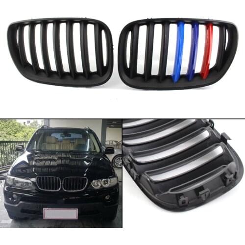 Artudatech 51137113733 51137113734 Matte Black Front Kidney Grill Grille Fit for BMW X5 E53 X Series 2004 2005 2006 Car Parts