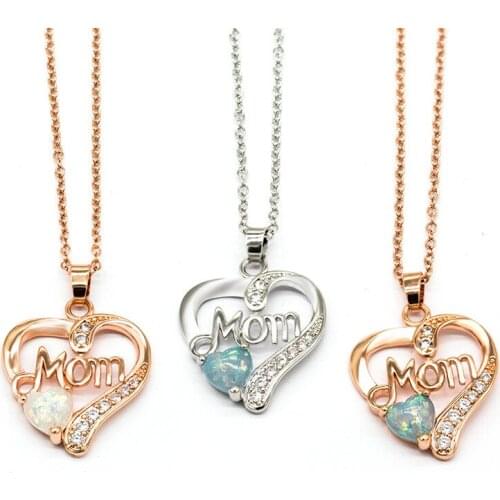Seanlov Silver Color Women Necklaces Pendants With Heart Shape Opal Stone Fashion Jewelry Gift For Love Mom Necklaces