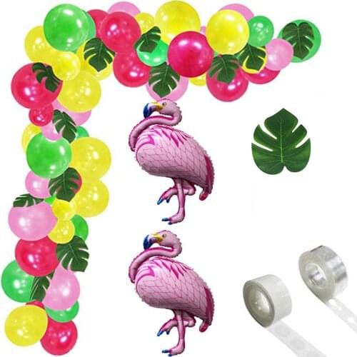 99Pcs/Set Hawaiian Tropical Theme Balloons Arch Kit Flamingo Pineapple Foil Balloons Palm Leaves Kids Birthday Party Decoration