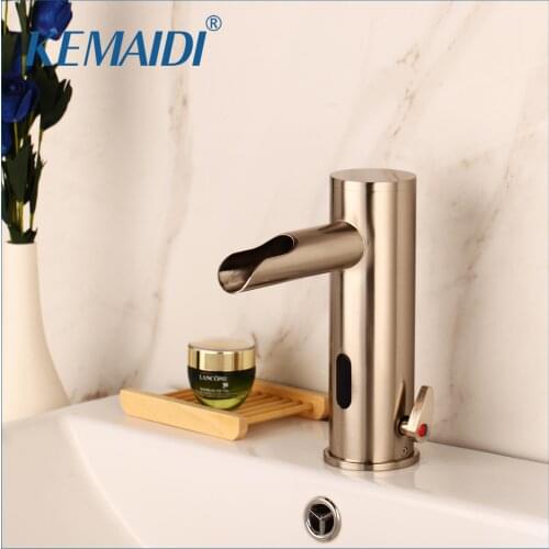 KEMAIDI Sensor Faucet Automatic Inflrared Sensor Hand Touch Tap Hot Cold Mixer Nickel Brushed Mixer Bathroom Tap Basin faucets