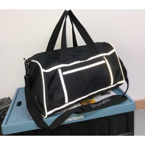 Gym Shoulder Bag With Reflective Stripe Dry Wet Separation Packing Organizer Waterproof Nylon Sport Travle Duffel Bags X236A