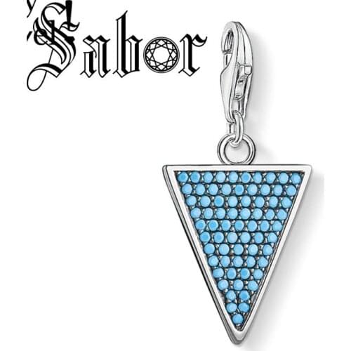 Tibetan Silver Blue CZ Pave Triangle Charm Pendants fit Bracelet Fashion Gift for Jewelry Accessories Making Findings thomas