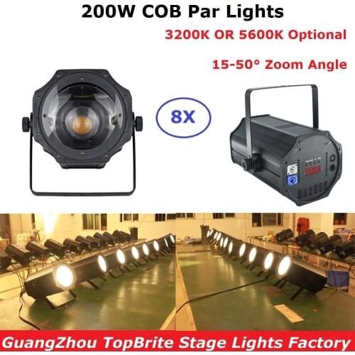 8 Pack Warm / Pure White COB 200W LED Par Light Outdoor Zoom Par Can Zoom Led Par Light For Christmas Party Wedding Dj Discos