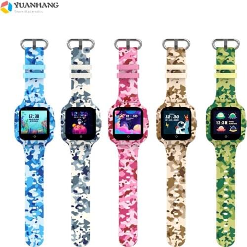 4G Remote Camera GPS WI-FI Child Student Smartwatch SOS Video Call Monitor Track Location Camouflage Strap Android Phone Watch