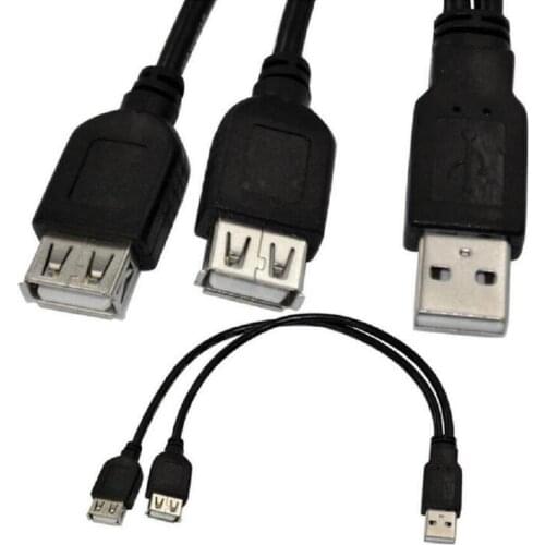 USB 2.0 A Male plug to 2 dual USB A Female jack Y splitter Hub adapter Cable