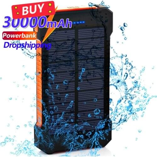30000mAh Solar Power Bank Large Capacity External Battery LED Portable Outdoor Travel Power Bank for IPhone Xiaomi Mi Samsung
