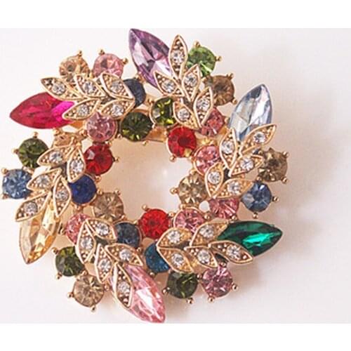 1 Pc Outstanding Women Brooches For Scarf Bling Crystal Rhinestone Flower Brooch Pins Bijouterie
