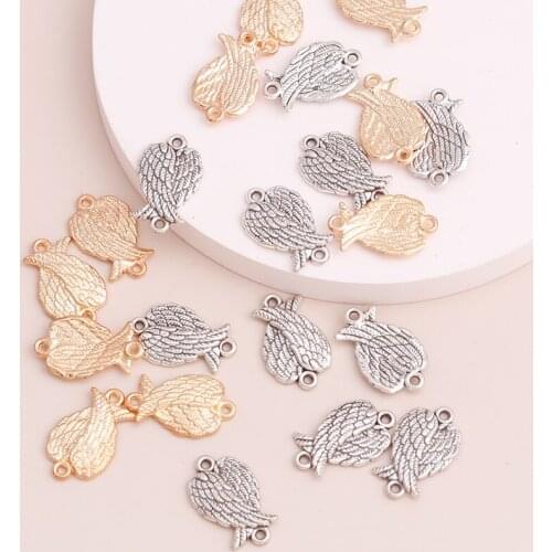10pcs Two Colors Angel Wings Charms Beads fit Bracelets Necklaces Flying Wings Jewelry Making Finding Accessories