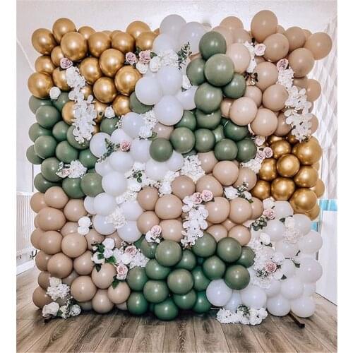 50/100pcs 10inch Retro Green Coffee Balloons Wedding Birthday Balloons Garland Decoration Birhtday Balloons Arch Party Supplies