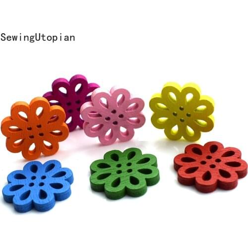 50PCS 20MM Mixed Cartoon Animals Painting Wooden Buttons Sewing Wood Button Scrapbooking Garment DIY Apparel Accessories