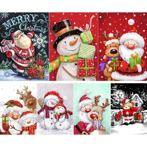 5D DIY Christmas Diamond Painting Christmas Painting Snowman Santa Handmade Wall Art Craft Christmas Decoration for Home Room