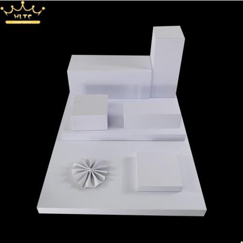Free shipment White cube PU leather jewelry display counter wooden pendant necklace earring plate bracket display tray 8pcs/set