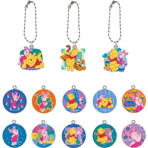 Disney Piglet And Winnie The Pooh Design Fashion Avatar Pattern Keychain Acrylic Fashion Fun Pendant Keychain Gift