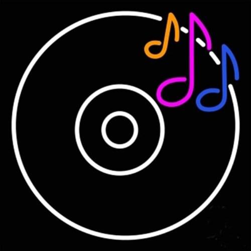 CD Music Notes Neon Sign Custom Handmade Real Glass Tube Beer Bar KTV Party Store Club Home Advertise Display Neon Signs 16"X16"