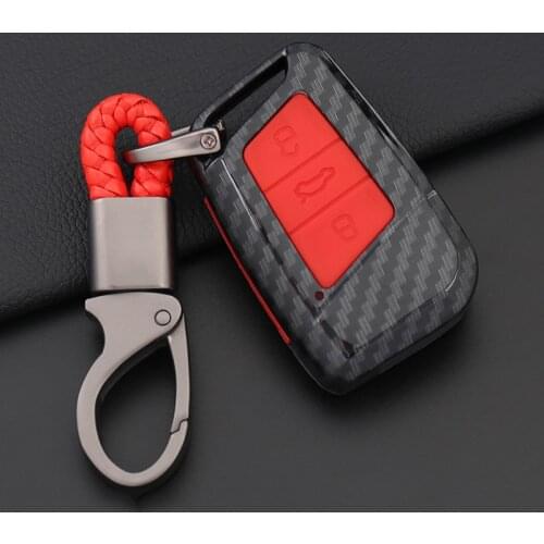 Car Remote Carbon fiber Silicone Key Case For 2016 2017 VW Passat B8 Skoda Superb A7 Key Cover Key Pocket Shell Skin Keychain