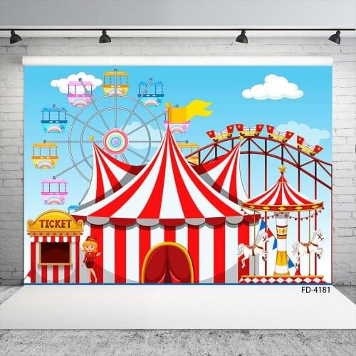 Circus Carnival ferris wheel Photography Backdrop Customized Background for Children Baby Birthday Party Photoshoot Photo Studio