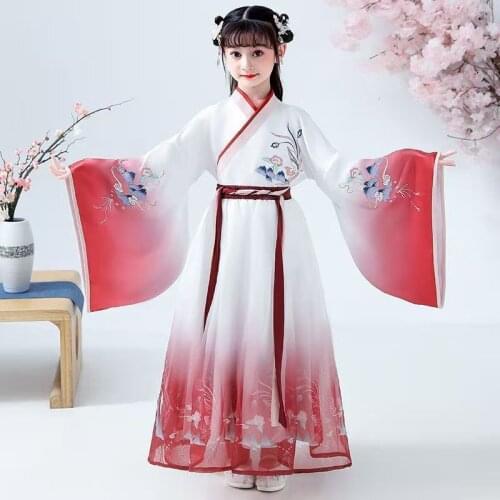 Chinese Hanfu Girl Children Cosplay Costumes Chiffon Princess Tang Suit Kids Hanfu Chinese Traditional Dress Chinese Folk Dance