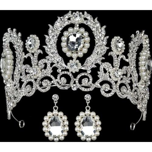 Tiaras and Earrings HADIYANA Elegant Exquisite Bridal Wedding Hair Accessories Women Headband Rhinestone BCY8937 Corona Princesa