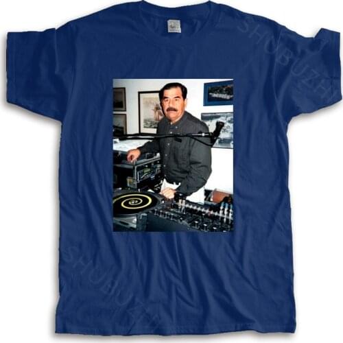 Summer t-shirt men brand teeshirt DJ Saddam Hussein 35 Tshirt Technics 1200 Iraq House EDM Hip Hop cotton tshirt for boys