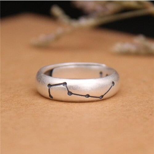 Gufa handmade Thai silver foot silver Beidou seven-star ring male generous retro S990 adjustable couple ring girl
