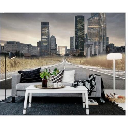 Customized 3d wallpaper 3d tv wallpaper murals The European and American modern TV setting wall wind road city scenery wallpaper