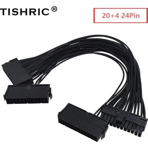 TISHRIC ATX Mining 20+4 24Pin Power Supply Cord Three PSU Extension Cable Male To Female Power Supply Synchronizer For GPU Miner